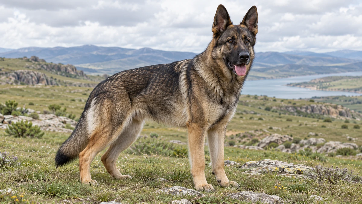 Alman Kurdu köpek — sable (kurt gri) renk