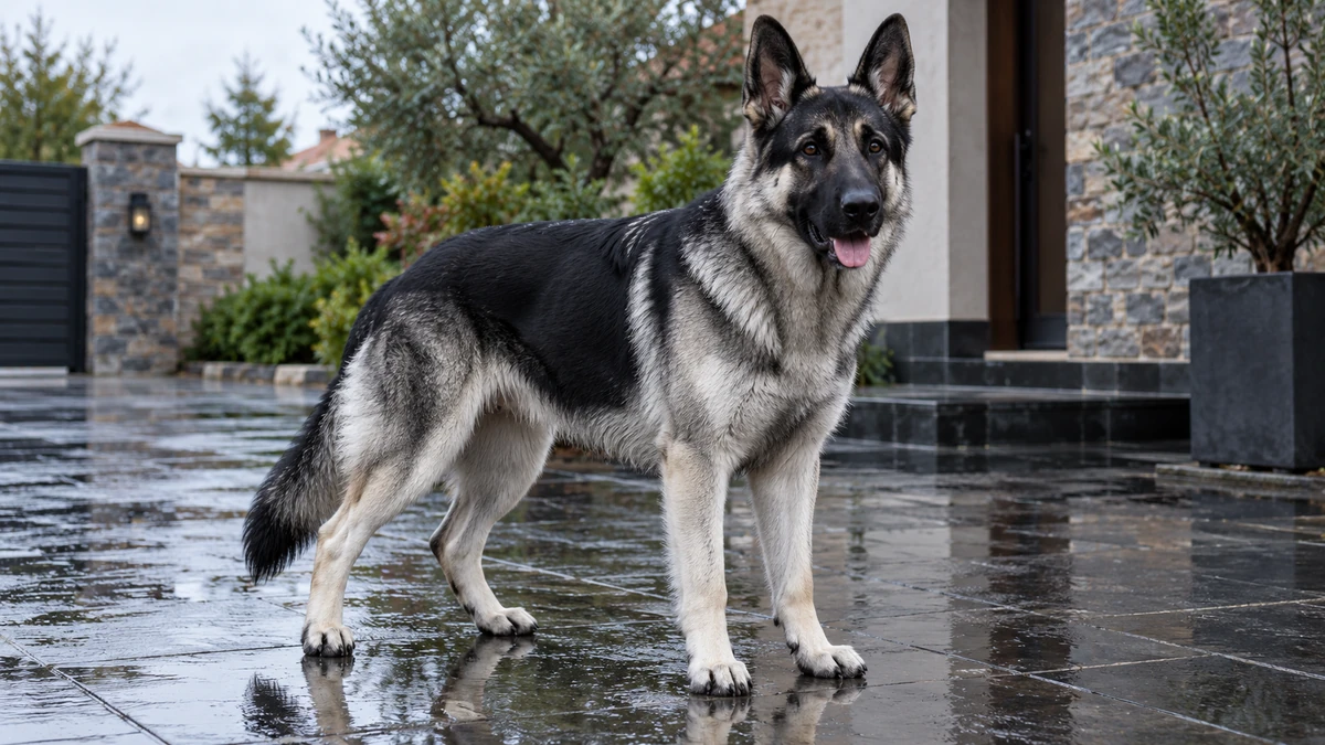 Alman Kurdu köpek — siyah-gümüş renk