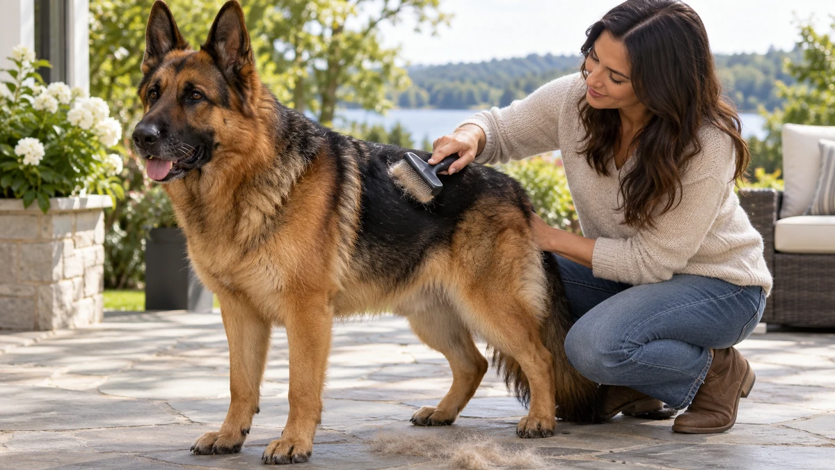 Alman Kurdu yavru köpek — tüy bakımı ve fırçalama