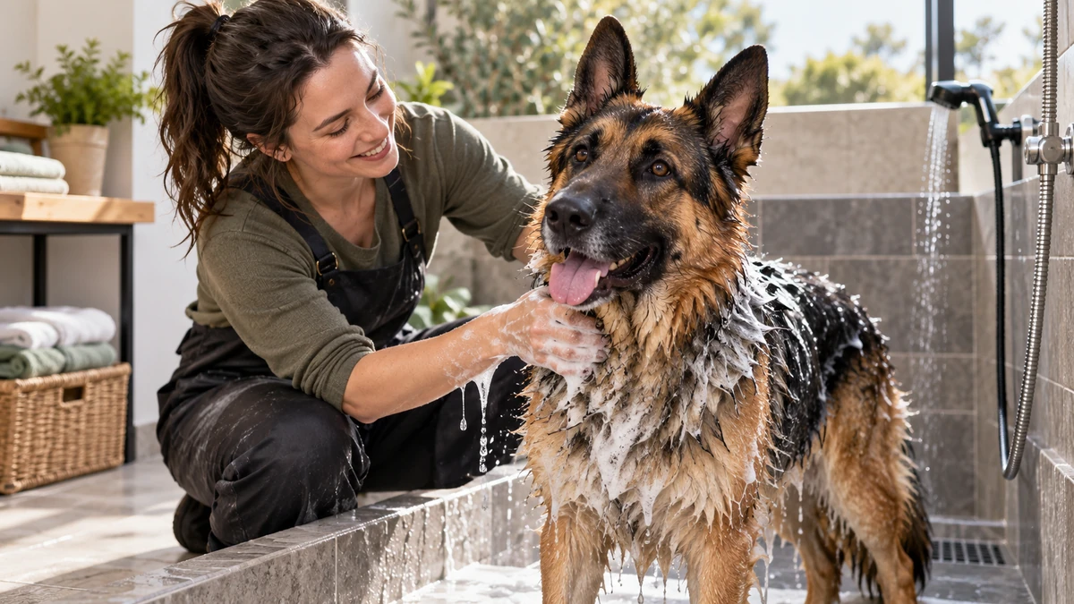 Alman Kurdu köpek — banyo ve temizlik